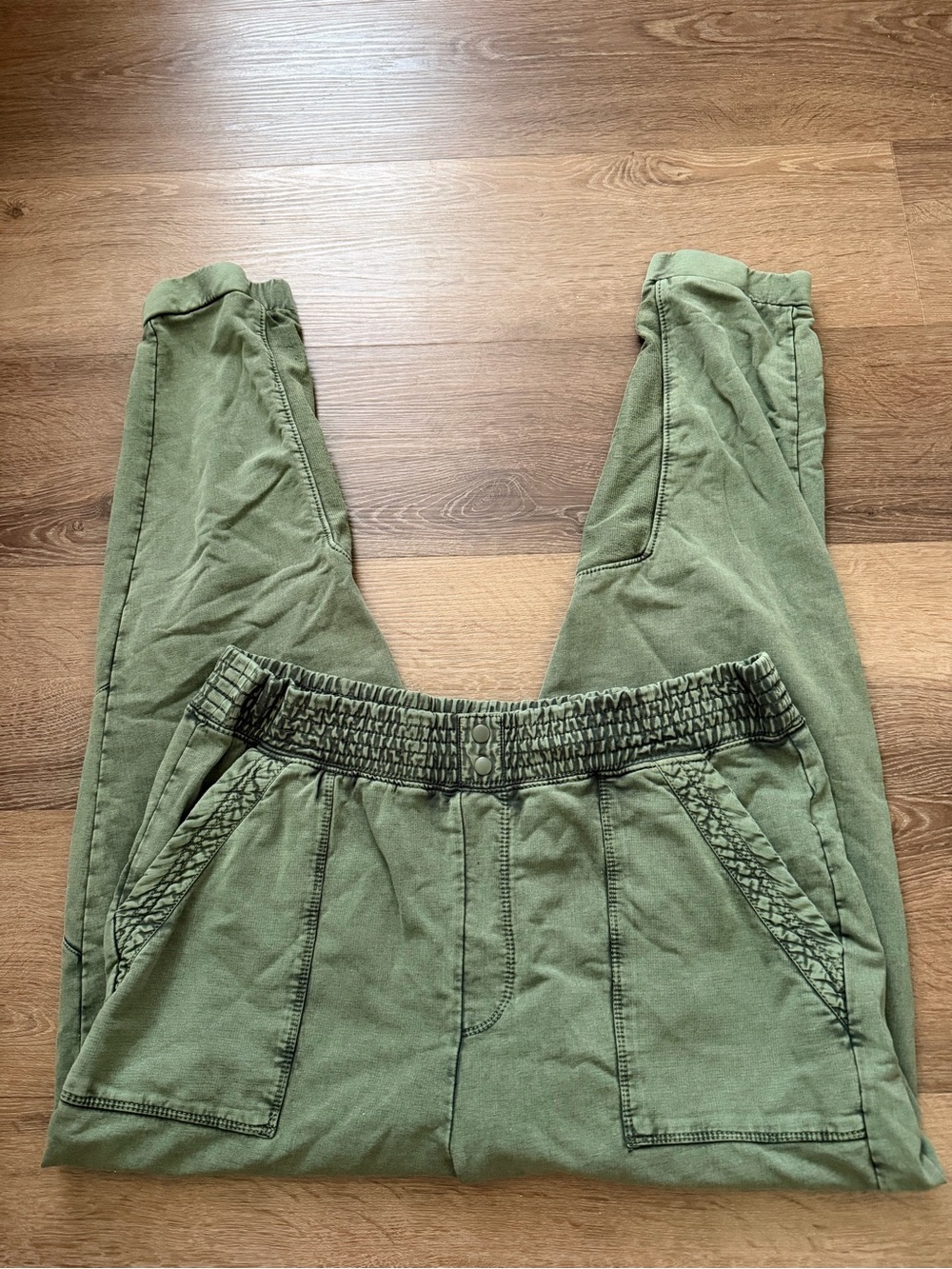 Anthropologie Olive Drawstring Braided Pocket Joggers